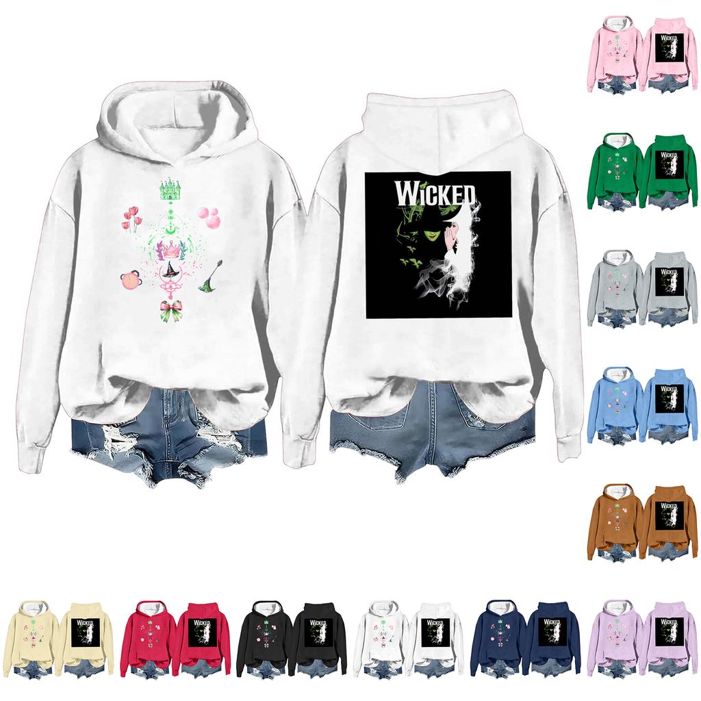 Women's Fashion Casual Long Sleeve Loose Printed Pullover Sports Long Sleeve Hooded Sweatshirt
