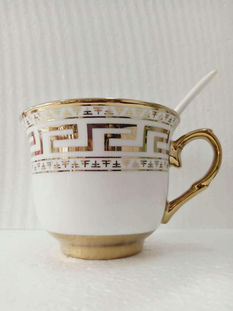 Gold-Plated Edge European Creative Household Tea Set Ceramic English Coffee Cup Saucer Set