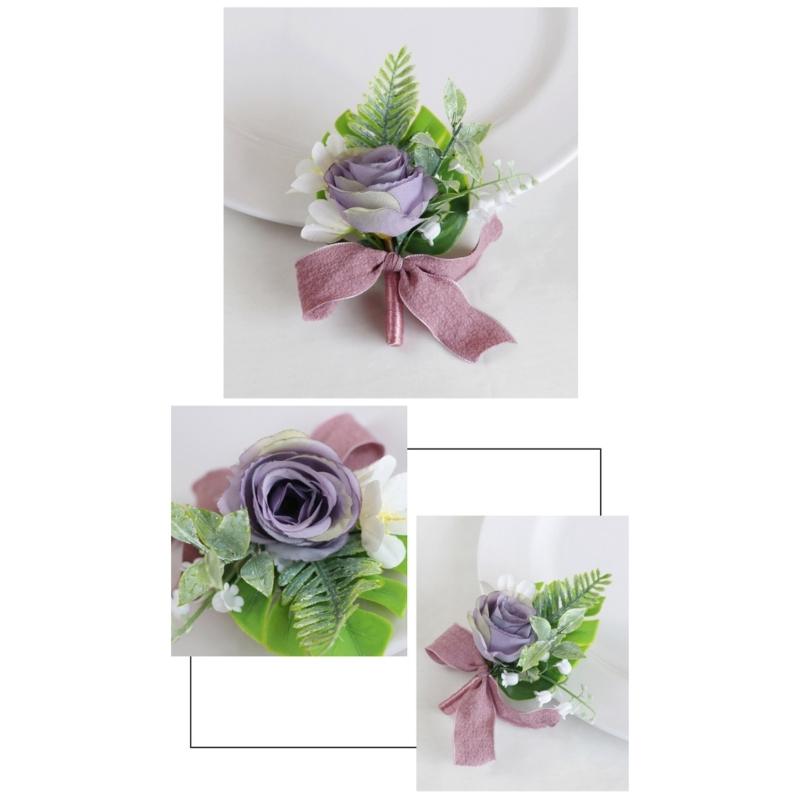 Elegant Wedding Groom Boutonniere Bridal Rose Corsage for Wedding Business Meeting Receptions Wedding Bride Accessories