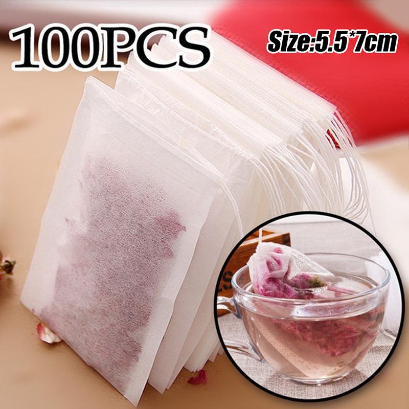 100X Tea Bags Food Grade Empty Scented Tea Bags Infuser Seal Filter Paper