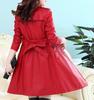 Leather  Handmade Stylish Casual Soft Lambskin Genuine Women Trench Coat Red New