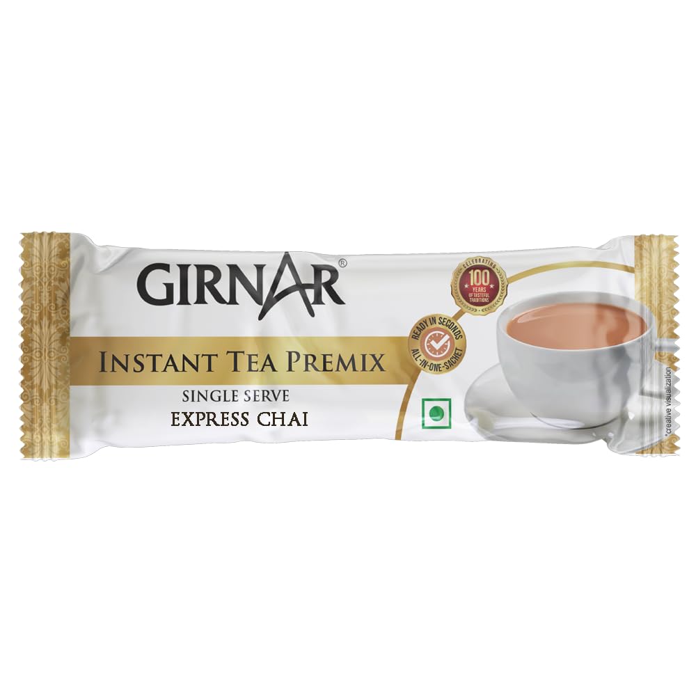 Girnar Instant Premix Express Chai 10 Sachets Vegan Quick Hot Tea Beverage Ready To Serve