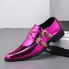 Fashion Luxury Designer Men's Chelsea Shoes Purple Pointed Toe Double Buckle Leather Shoes Casual Stage Party Wedding Shoes For Women