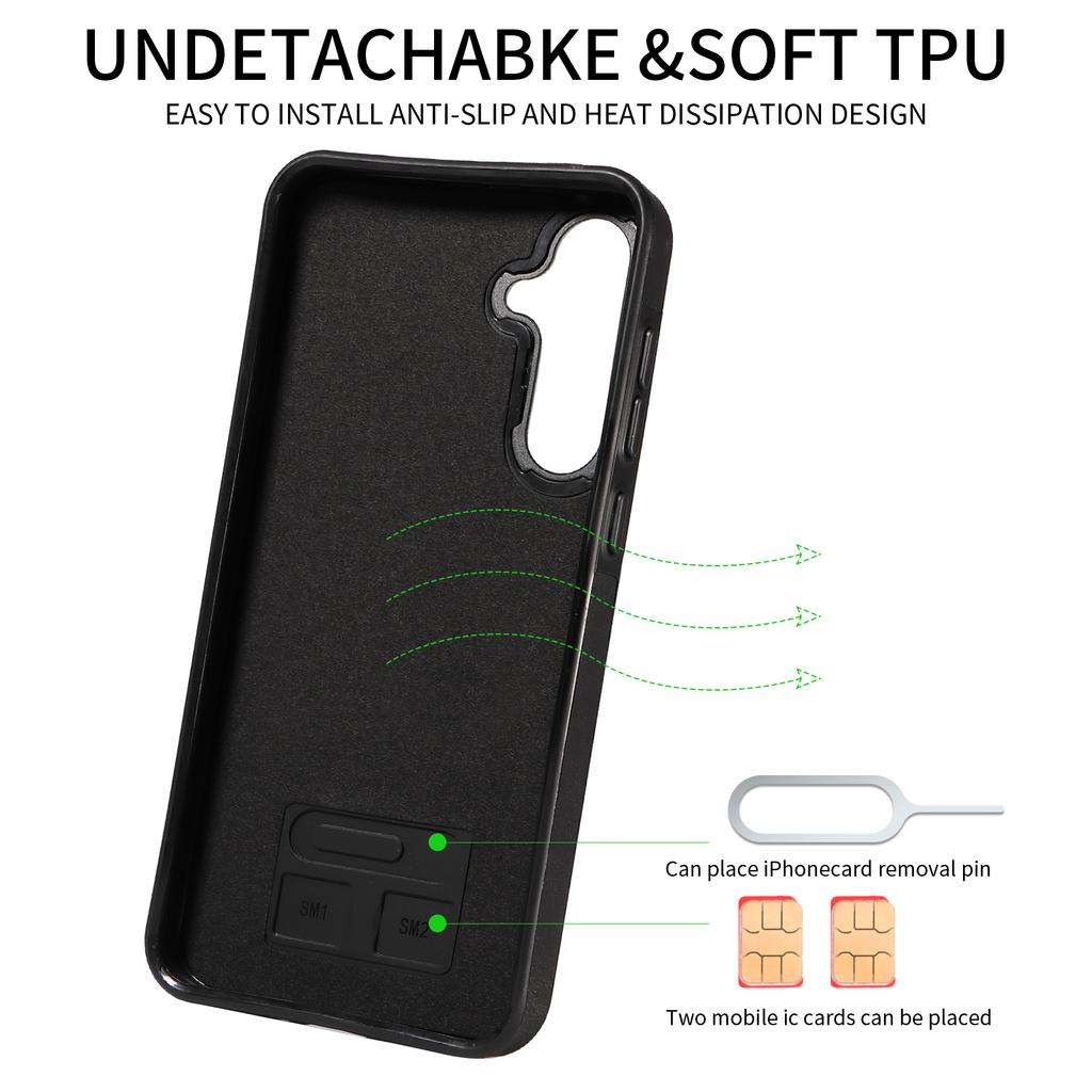 For Samsung Galaxy A55 (5G) Ring Bracket Card Holder Slots Cover Phone Case