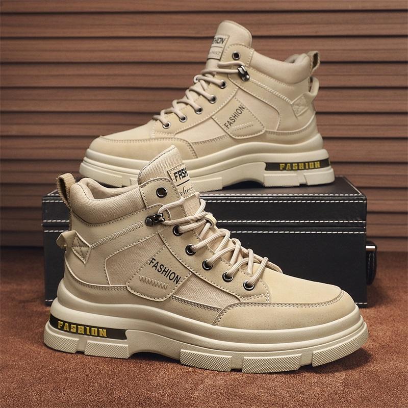 New Fashion Autumn And Winter Men's High Top Martin Boots Students Male Boys Trending Soft Sole Work Shoes Labor Protection Martin Sneakers