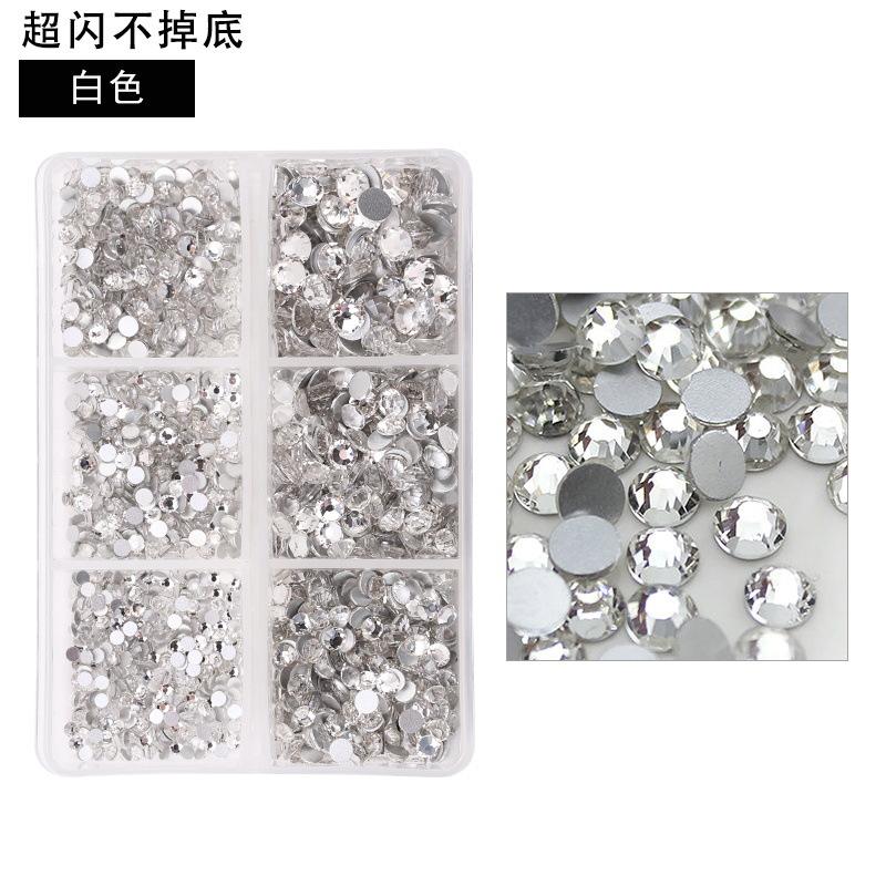 6-Grid Nail Art Diamond Box Ss6-Ss20 Large-Capacity Flat-Bottomed Rhinestone Set Diy Nail Jewelry Sticker Drill 1560 Pcs