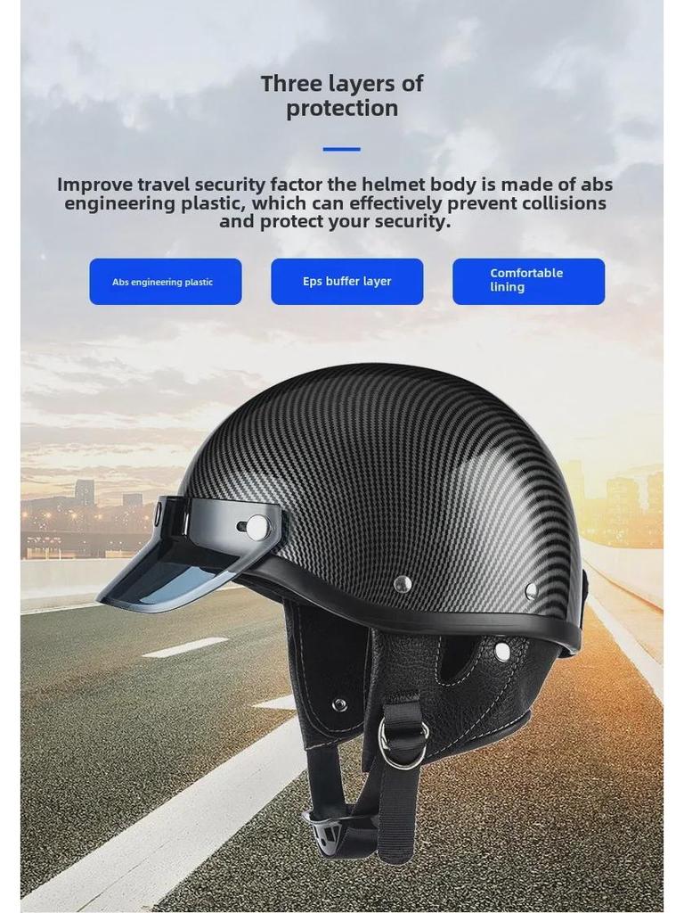 Universal Retro Half Helmet for Men & Women, Lightweight & Safe for All Seasons