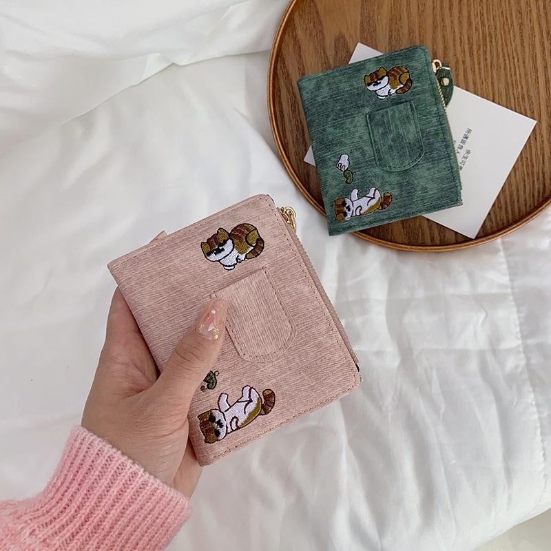 

Кошелек женский короткий студенческий милый новый модный простой маленький свежий ультратонкий складной кошелек визитница розовый