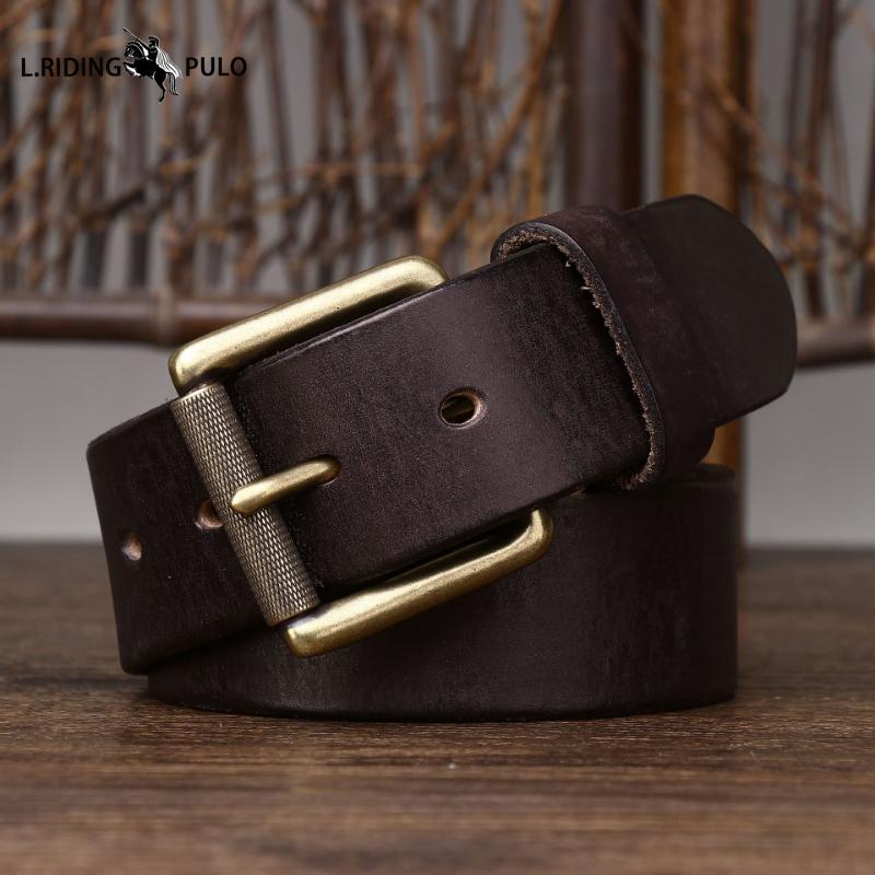 Purely Handmade Widened and Thickened Top Layer Cowhide Men's Belt American Retro Genuine Leather Pin Buckle Belt Men's