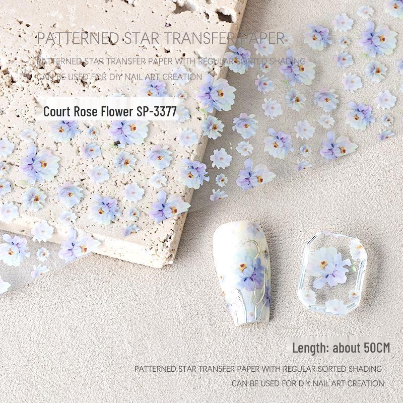 Starry Sky Rose Flower Nail Art Transfer Stickers