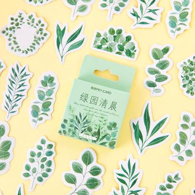 45pcs Natural Pick Stickers Set 44mm Mini Garden Green Leaf Plant Sticker Diary Album DIY Decoration Adhesive Gift Seal