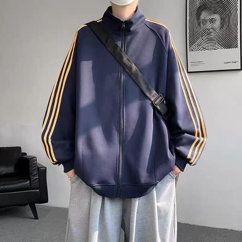 Herren Kapuzenjacke mit Reißverschluss und Stehkragen - Lässige Trendige High Street Sportjacke