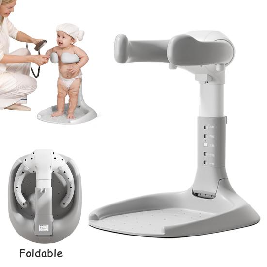 Baby Duschständer Tragbar Faltbar Verstellbar Baby Badesitz mit Rutschfester Basis Leichtgewichtiger Kleinkind Badestützsitz