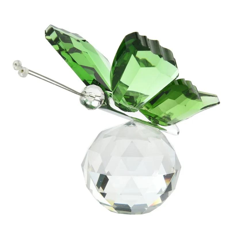 1pcs Crystal Butterfly with Ball Figurine Home Wedding Decoration Glass Craft Collection Table Ornaments Souvenir Gifts