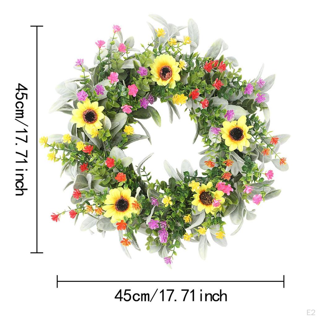 Spring Wreath Round Artificial , for Easter Celebration Party Festival Indoor and Outdoor