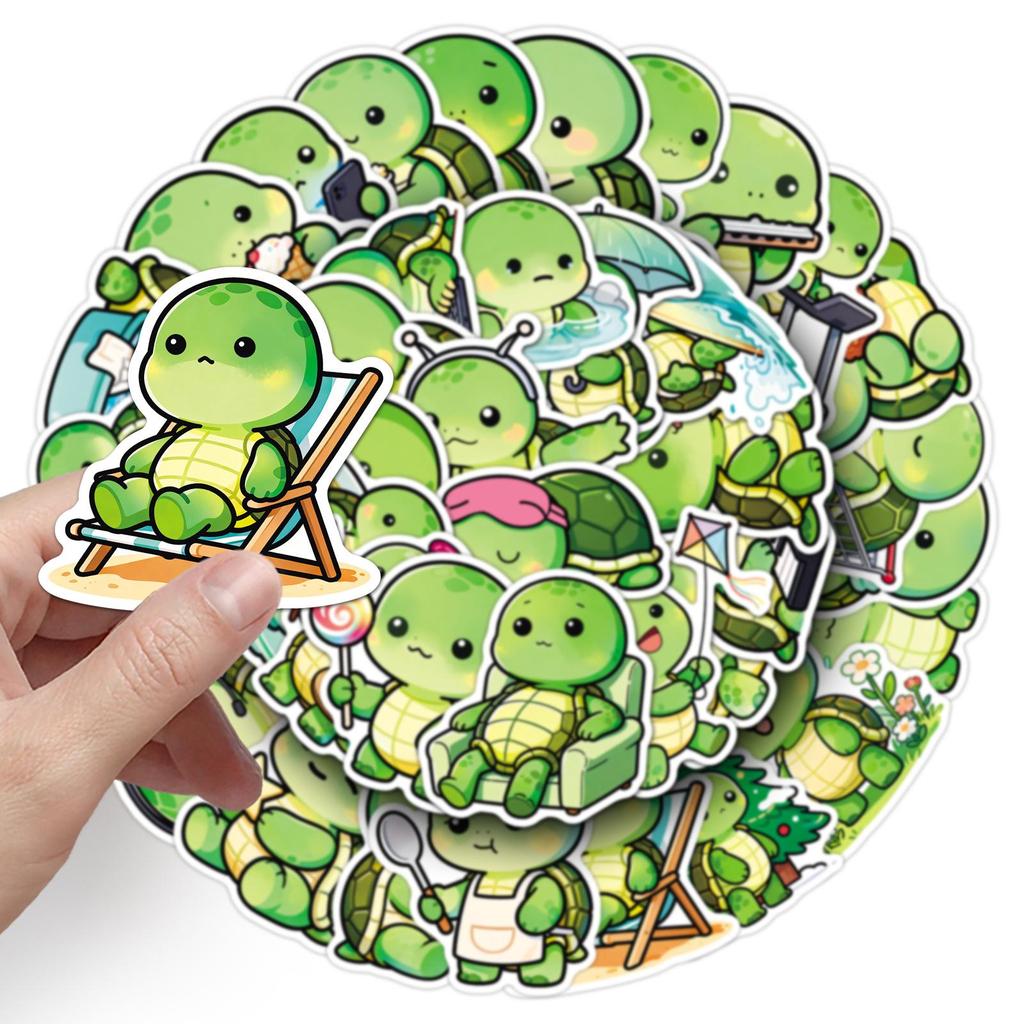 50 Cute Kawaii Turtle Stickers - Googly-Eyed Animal Graffiti for Journals & Guitars