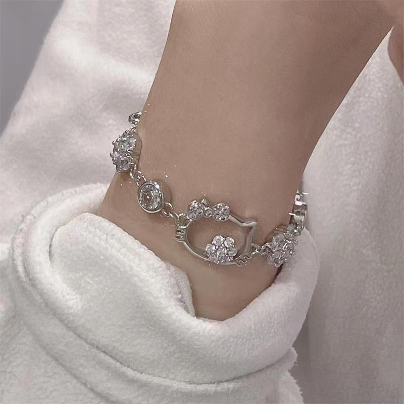 Hello Kitty Bracelet Kawaii Sanrio Diamond Cute Jewelry Anime Peripheral Necklace For Friend Girlfriend Birthday Jewelry Gift
