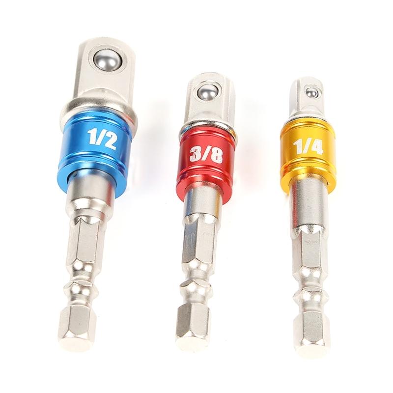 1/4in 3/8in 1/2in Stecknussadapter Schlagschrauber-Bits Sechskantschaft Bohrerbit Bohrerverlängerungsbit Stecknuss auf Bohrer Adapter