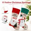 Large Christmas Candy Stocking with Santa and Snowman Embroidery Bag for Christmas Tree, Window and Home Decor
