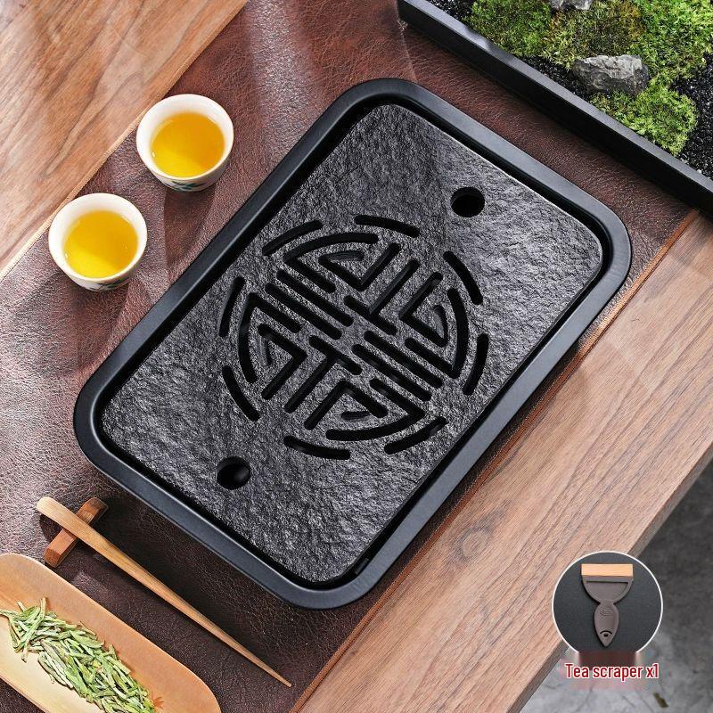 

Современный черный и золотой каменный поднос для чая