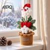Desktop Ornament for Shelf Crochet Potted Santa Plant Handmade Christmas Ornament Decorative Desk Accessories Flower Plant Home Office Bookshelf