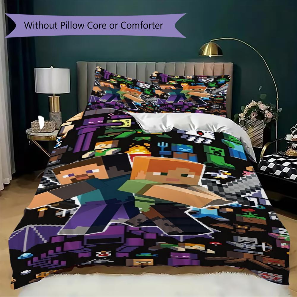Steve Alex'S Epic Minecraft Adventure Bedding Without Core 1 Duvet Cover 2 Pillowcase Without Core Christmas Birthday Gift