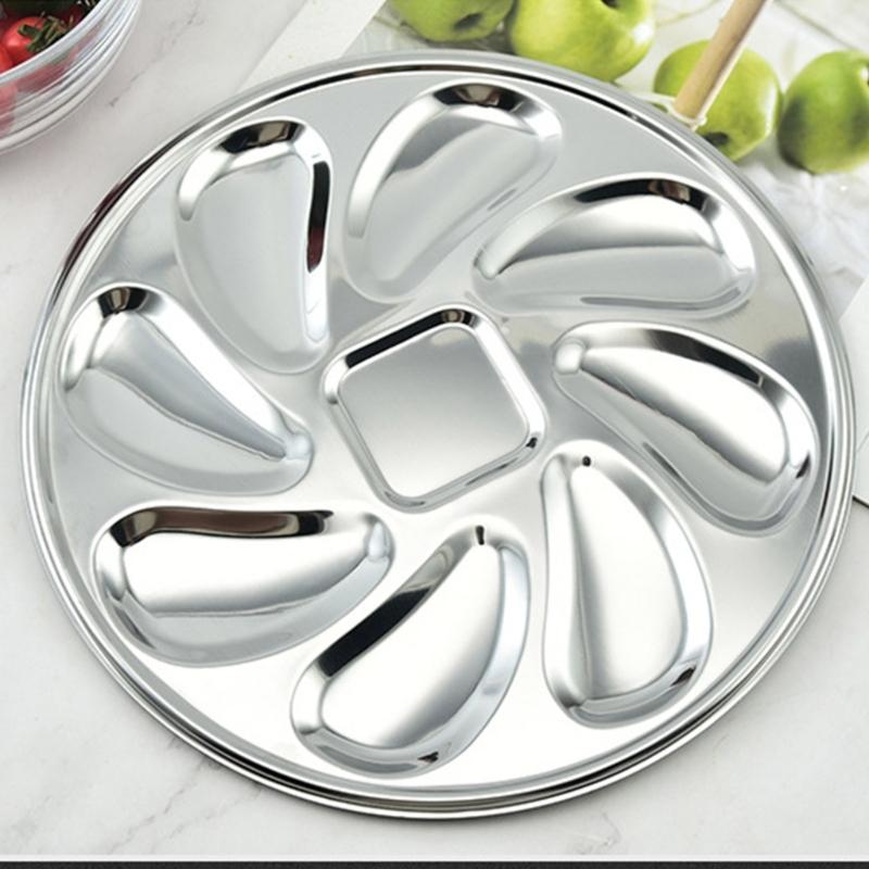 Versatile Shellfish Tray 8 Slot Plate Shellfish Seafood Tray Stainless Steel Material Suitable for Seafood Delight