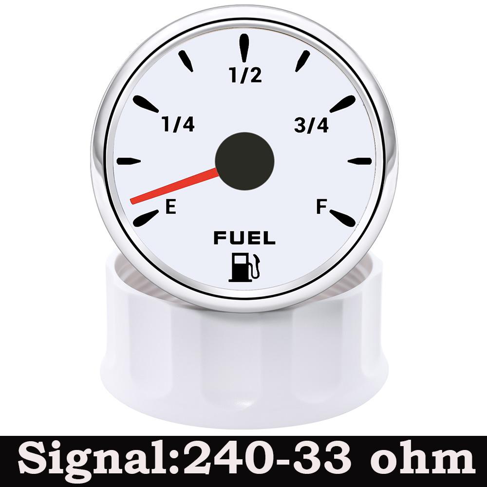 A Waterproof 2" 52mm Fuel Level Gauge 0-190ohm 240-33ohm 7 Colors LED Fuel Level Meter For Marine Boat Car Truck 9-32V Universal
