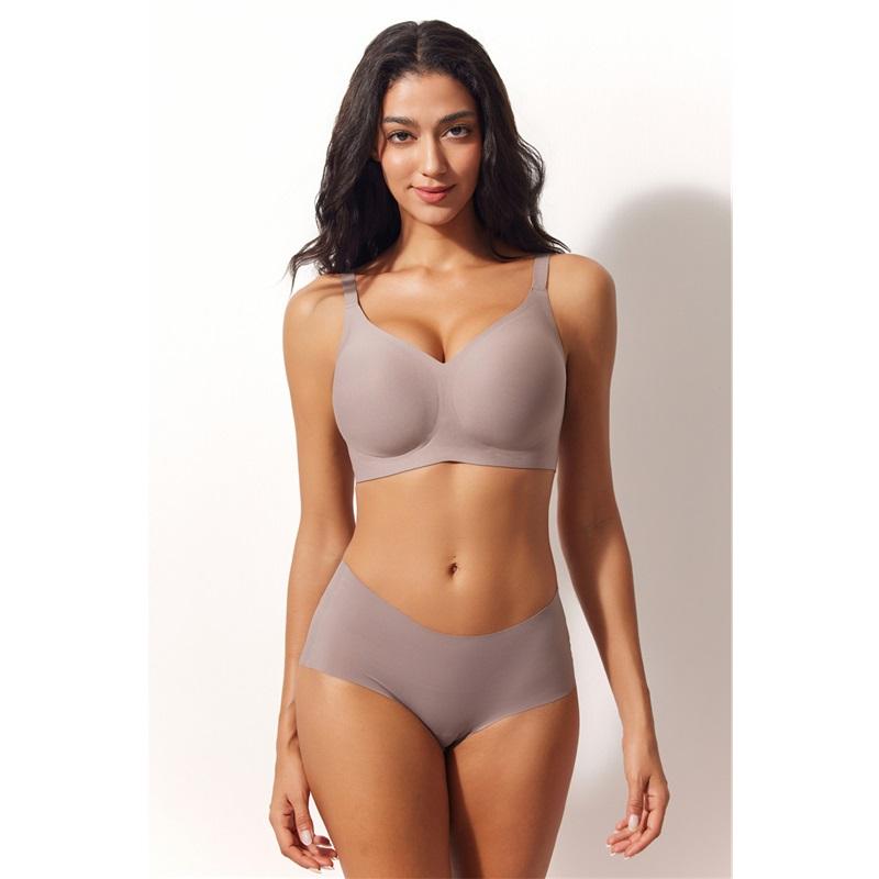 Jelly Glue Underwear Women's Seamless European And American Large Size Big Breasts Bra Gathered Breast Milk Without Steel Ring Bra