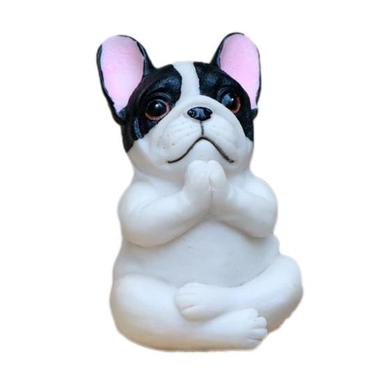 Yoga Meditation Dog Ornament Sitting Pug Figurine Statue Animal Sculpture Indoor Outdoor Garden Home Office Desktop Decoration