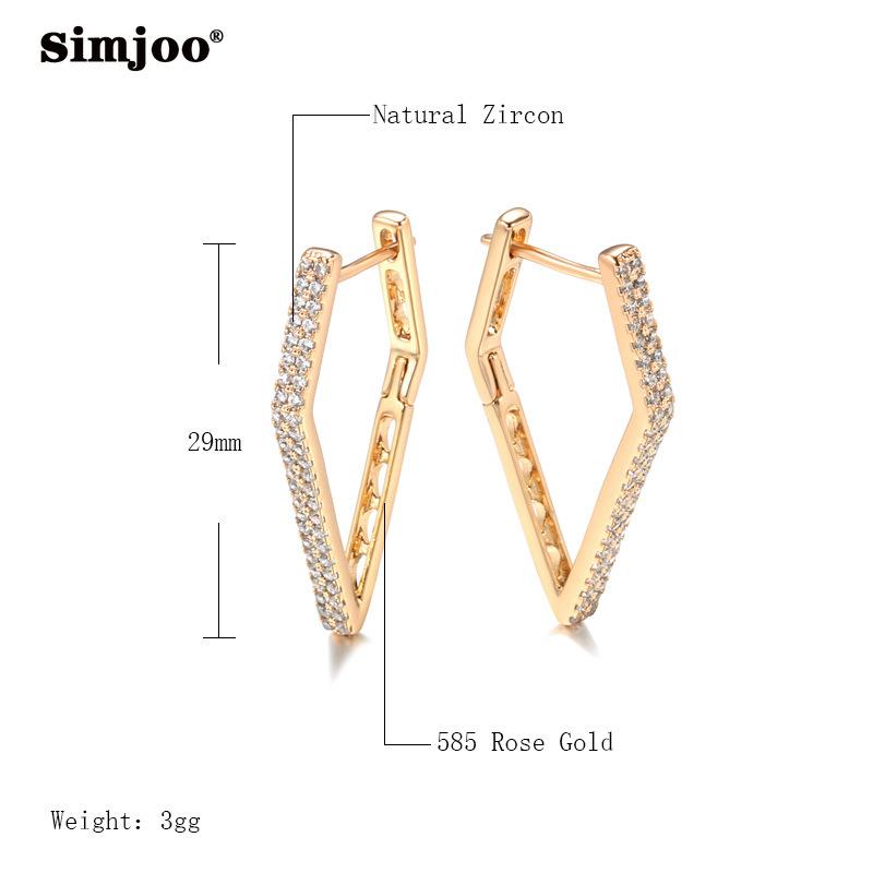 SIMJOO Zirkonové Geometrické Náušnice pro Ženy se Stylovým Jednoduchým Designem v Růžovém Zlatě