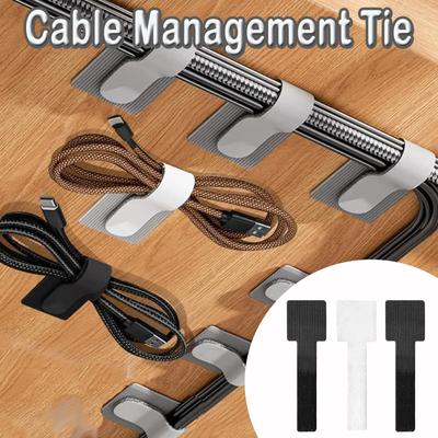 30 pièces Attache de gestion de câbles Réutilisable Organisateur de câbles Attaches pour bureau Gestion de câbles d'alimentation Fixation réglable Bande auto-agrippante Enrouleur de cordon