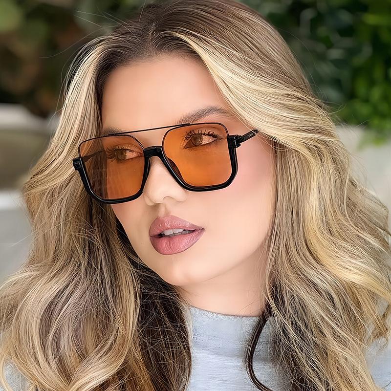 Retro Pilot Metal Sunglasses Fashion Korean Style Women Square Shades Trendy Ins Popular Brand Design UV400 Sun Glasses