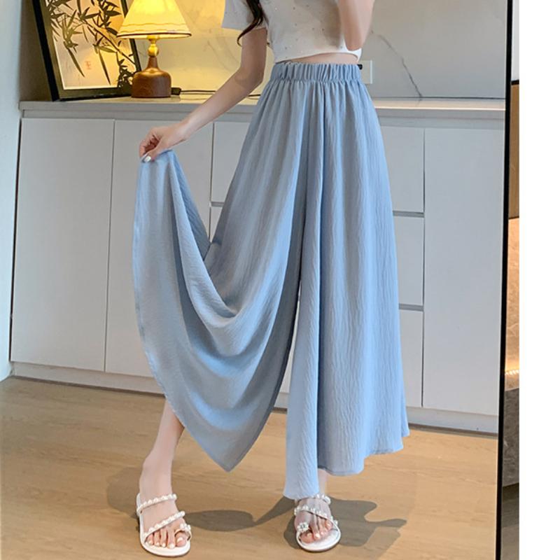 

Белые брюки-юбка из ледяного шелка для женщин на весну и лето, тонкие, новые, с высокой посадкой, свободные, драпирующиеся и повседневные брюки-юбка Ямамото XL