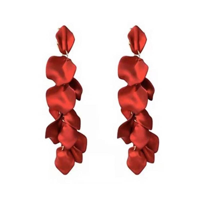 

Zoozmini Blue Petals Earrings Women Retro Exaggerated Tassel Earrings Korean Series High-Grade Light Luxury Earrings Earrings Red