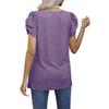 GMXIA Spring Summer Solid Color Knotted V-neck Short-sleeved T-shirt Base for Women