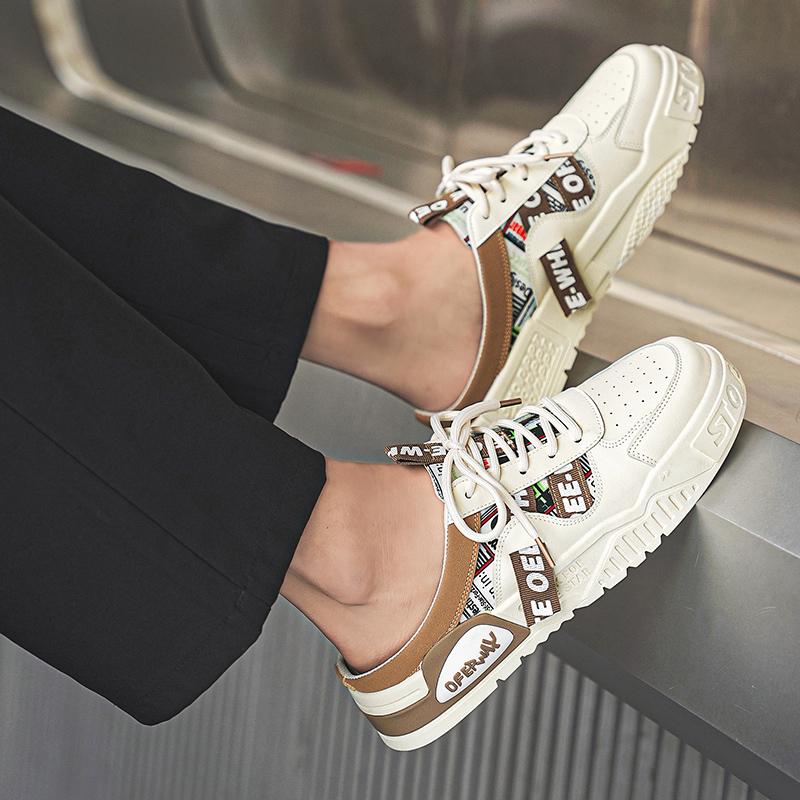 2025 Summer Platform Half Shoes For Men Mules Backless Loafers Slipper Man Slides Thick Bottom Mens Semi-Drag Casual Board Shoes