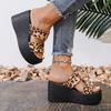 Fashion Women Leopard Slippers Summer Wedges Heels Beach Slippers Women Fashion Casual Platform Sandals Slides Women Zapatos De Mujer