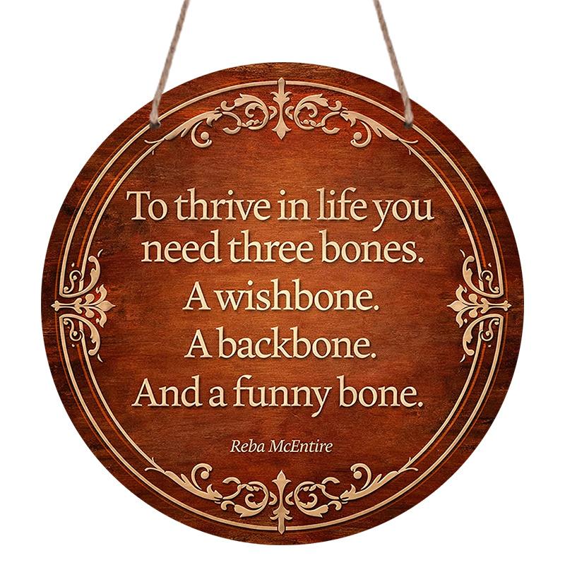 2D Flat, 1pc Round Aluminum Hanging Sign, Vintage Plaque with Three Treasures of Life Inspirational Quotes , Life Philosophy Wisdom Quote Art Wall 7.87×7.87inch