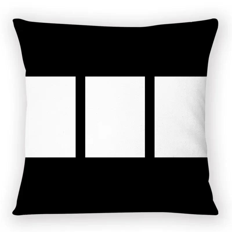 Fashionable Black and White Plaid Pillowcase Cat Paw Letter Print Pillowcase Sofa Cushion Cover Home Bedroom Room Decoration