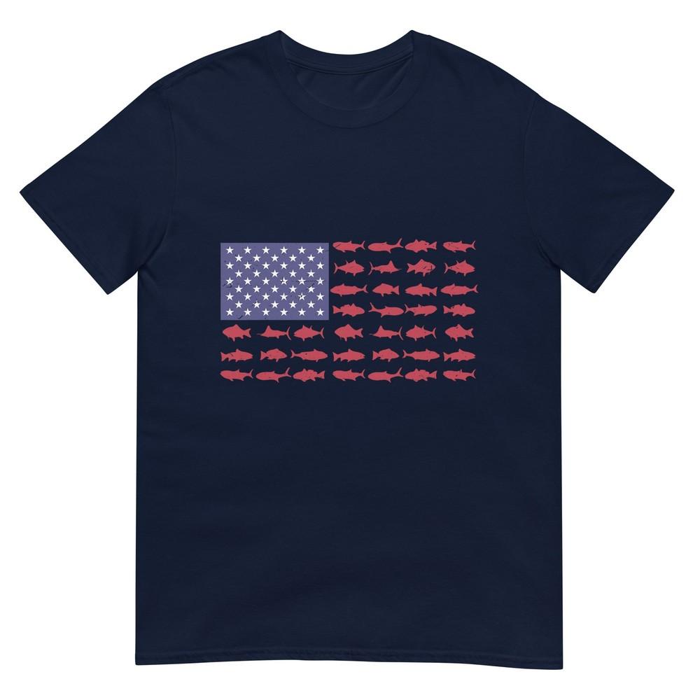 American Flag Fishing Unisex Kids Dad Patriotic 4th Of July TShirt S