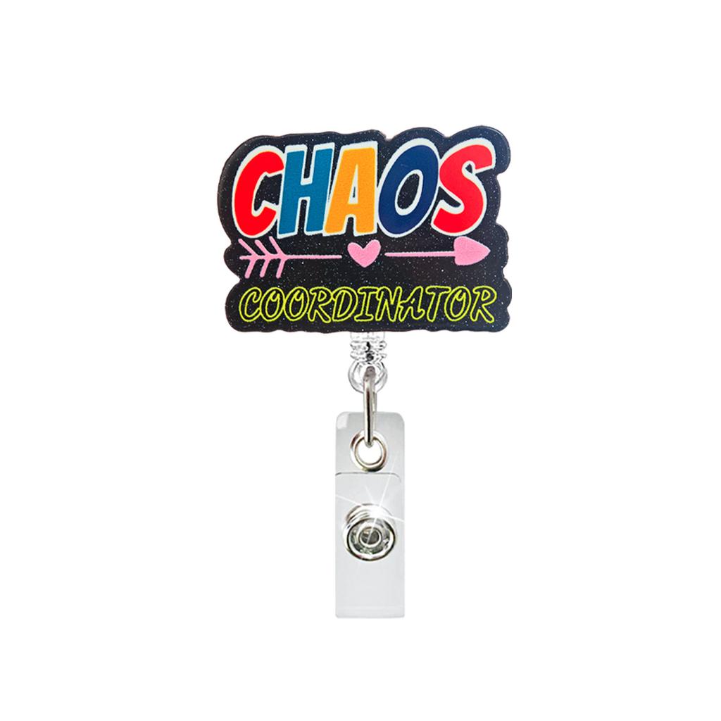 Glitter Acrylic Retractable Badge Reel Funny Nurse Teacher Id Badge Holder With Belt Clip Retractable Name Badge Reel For Worker