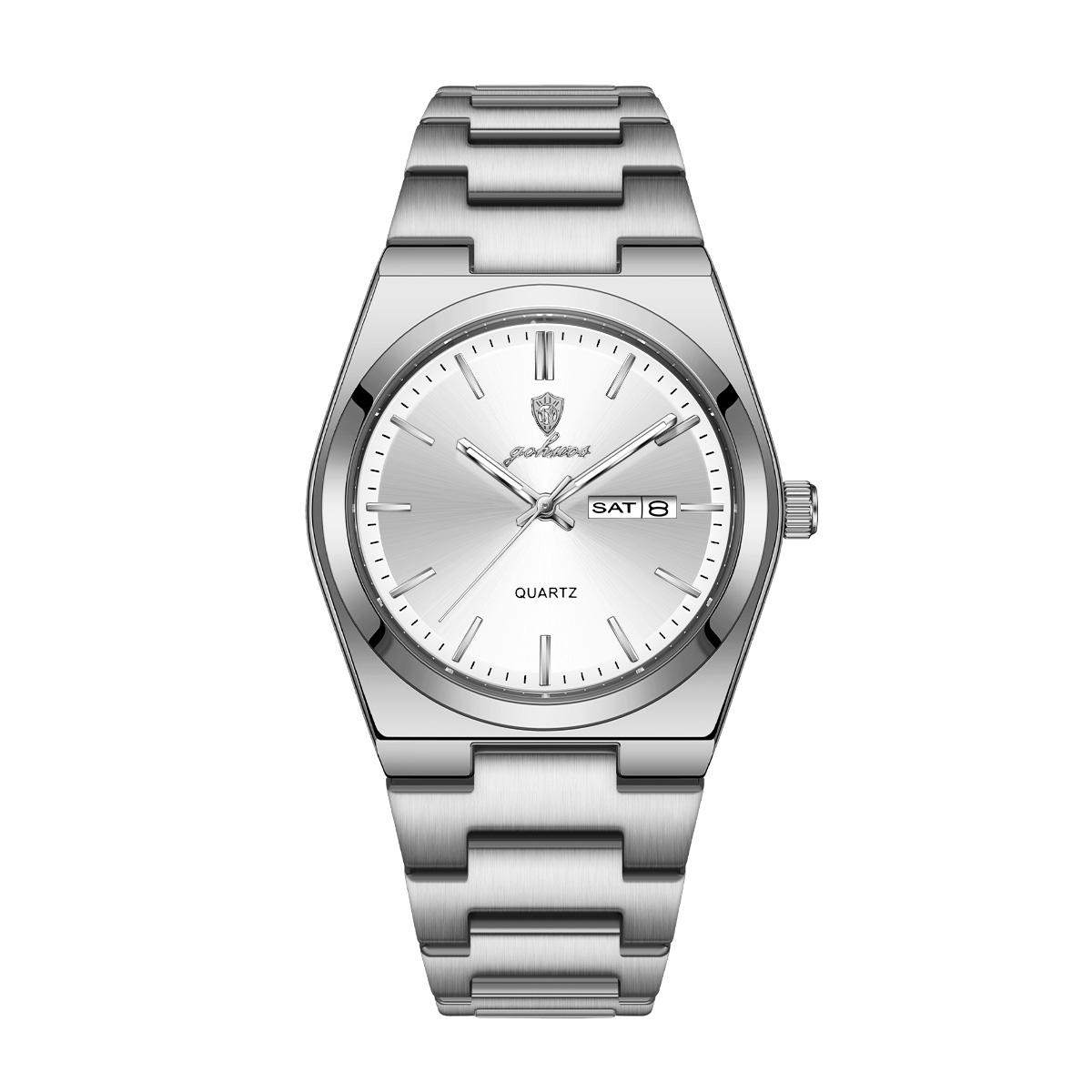 Gohuos 8807 Men s Luxury Fashion Watch Luminous Quartz Waterproof Wristwatch with Stainless Steel Band Alloy Case Business Clock Gohuos 8807
