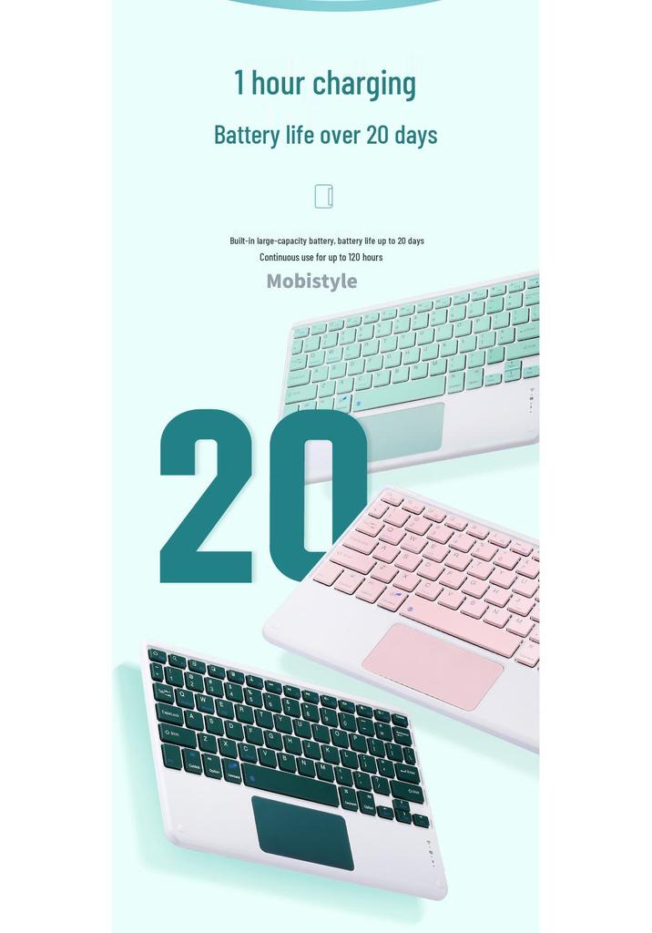 IPad 10 Schutzhülle mit Stifthalter & Bluetooth-Touch-Tastatur, Maus für Pro 11 / Air 11/6, Bunte Hintergrundbeleuchtung