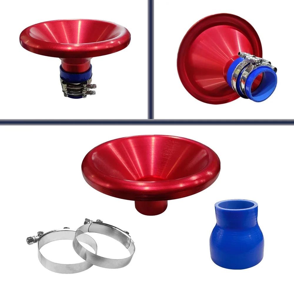 Универсальный автомобильный компрессор холодного воздуха 2,5  Впускное отверстие Velocity Stack Турбо-гудок Комплект с силиконовым шлангом и зажимом Автоаксессуары красный