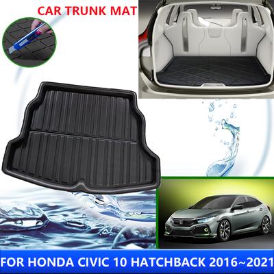 Για Honda Civic 10ης γενιάς Hatchback FK4 7 8 2016~2024 Επένδυση πίσω πορτμπαγκάζ αυτοκινήτου Χαλάκι φορτίου Αντι-βρώμικα αξεσουάρ μοκέτα δίσκου δαπέδου