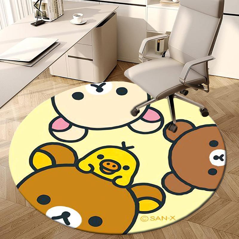 1pc Cute Animal Characters Round carpet, Made of Polyester,Perfect for Decorating Office Chairs, Living Rooms,fplt148