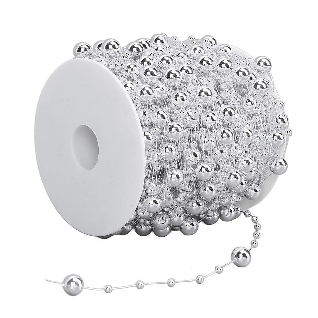 1 Roll Prl Bds Chain Artificial Prl Strand Trim String for Flower Wrth Wedding Bouquet Party Decoration