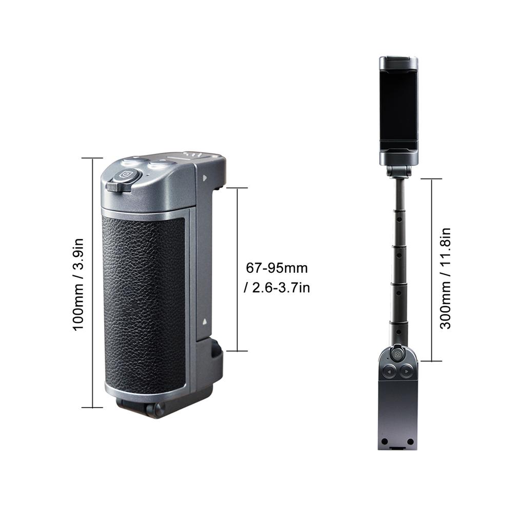 Versatile Smartphone Selfie Grip Phone Camera Grip Built in Extendable Selfie Stick with Detachable Remote Shutter Cold