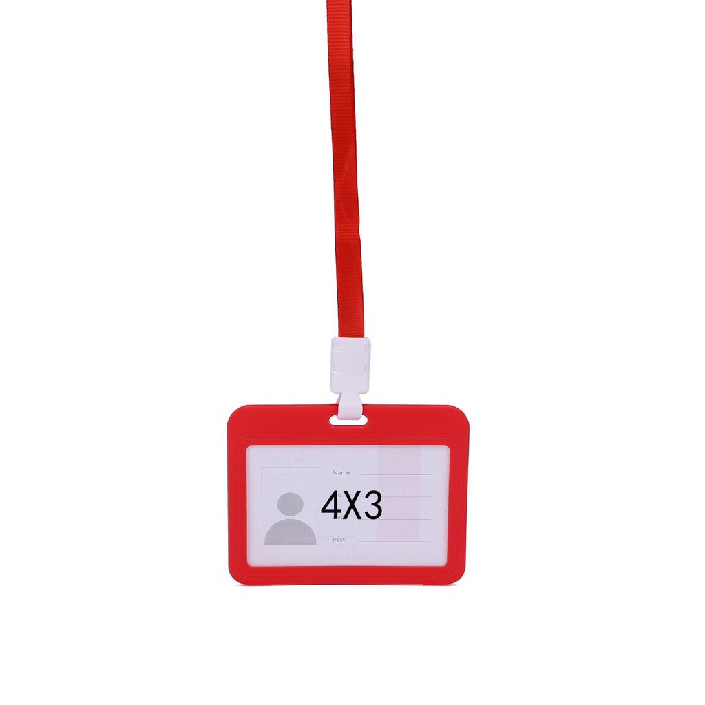 Card Protector 4 X 3 Inches With Lanyard Transverse Clear PP Plastic Card Holder